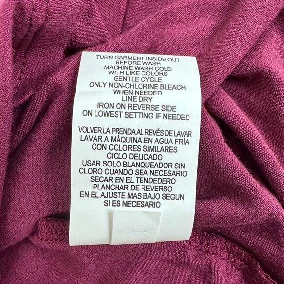 Rewind Women's L Short Sleeve Rounded Hem Tee Lace Inset Cranberry Purple‎ New - Picture 8 of 11